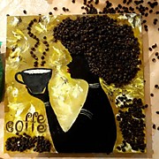 #268. CoffeeМасло, холст 40х40, кофейные зерна и ливень за окном. ПРОДАМ ЗА 100 У.Е.